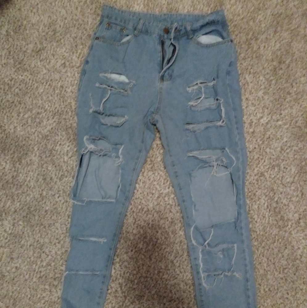 High Waisted Distressed Mom Jeans